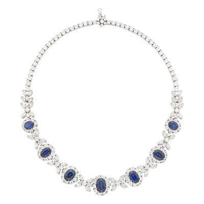 Lot 178 - Platinum, Sapphire and Diamond Necklace