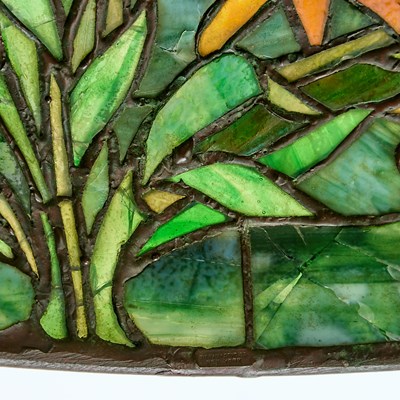 Lot 245 - Tiffany Studios Bronze and Leaded Glass Black-Eyed Susan Table Lamp