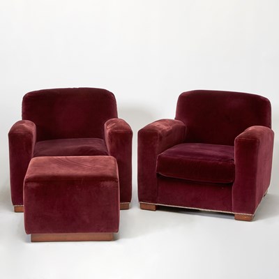 Lot 730 - Pair of Ralph Lauren Club Chairs and an Ottoman