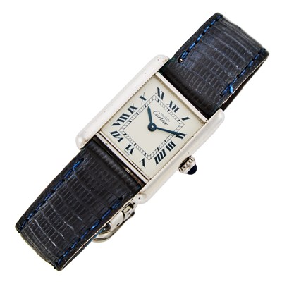 Lot 1148 - Must de Cartier Silver and Stainless Steel 'Tank' Wristwatch