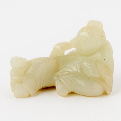 Lot 474 - A Chinese White Jade Figural Carving