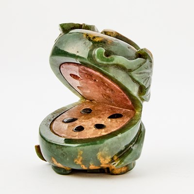 Lot 502 - An Unusual Chinese Mixed Hardstone Carving of a Watermelon