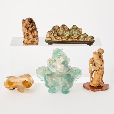 Lot 498 - A Group of Chinese Hardstone Carvings in the Scholarly Taste