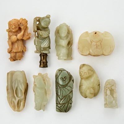 Lot 481 - A Group of Small Chinese Figural Jade Carvings