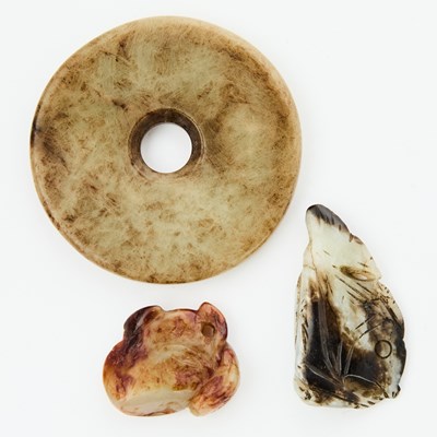 Lot 431 - A Group of Chinese Mottled Jade Carvings