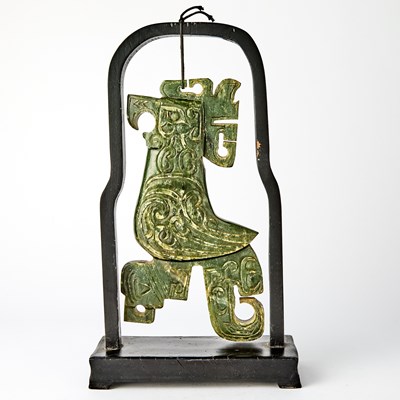 Lot 107 - A Chinese Archaistic Jade Carving of a Bird