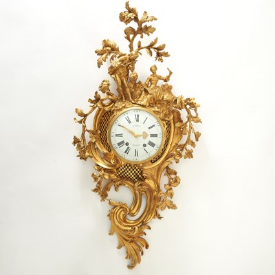Lot Large and Rare Louis XV Gilt-Bronze Cartel Clock