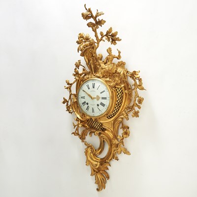 Lot Large and Rare Louis XV Gilt-Bronze Cartel Clock