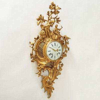 Lot Large and Rare Louis XV Gilt-Bronze Cartel Clock