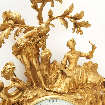 Lot Large and Rare Louis XV Gilt-Bronze Cartel Clock
