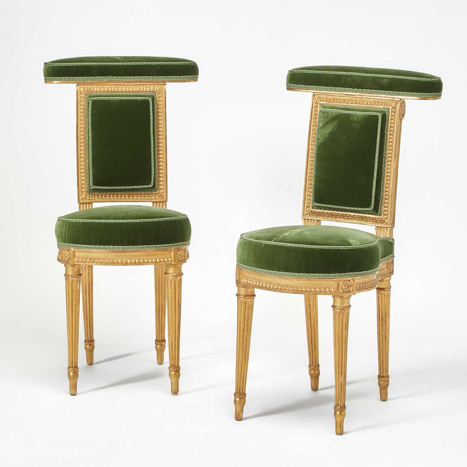 Lot 322 - Pair of Louis XVI Carved Giltwood Chaises Voyeuses