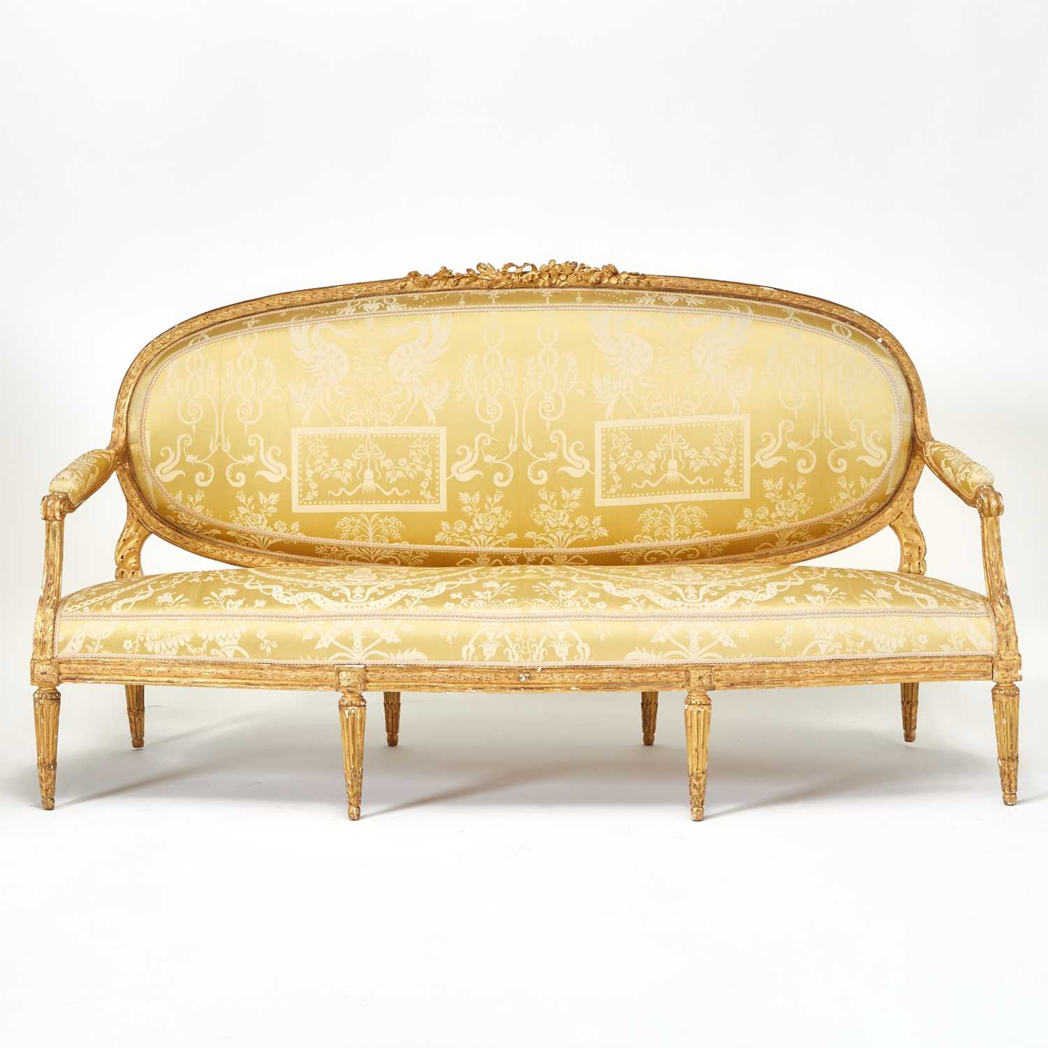 Lot 320 - Louis XVI Carved Giltwood Upholstered Sofa