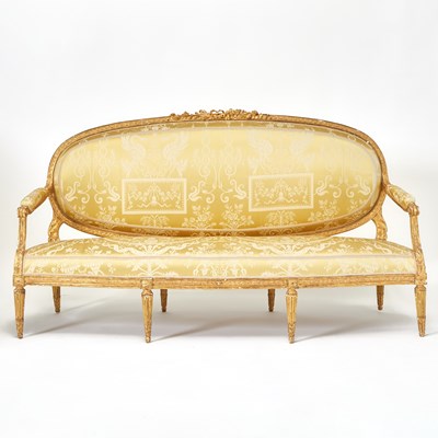 Lot Louis XVI Carved Giltwood Upholstered Sofa