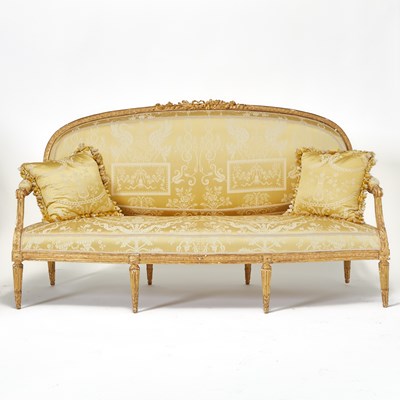 Lot 320 - Louis XVI Carved Giltwood Upholstered Sofa