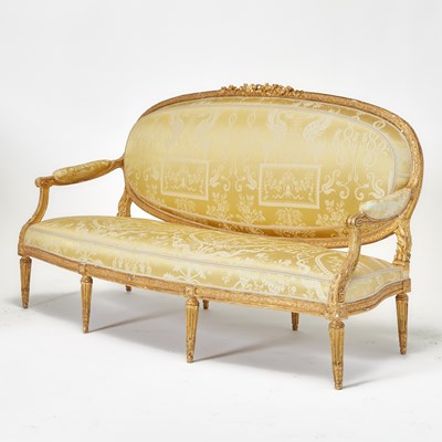 Lot 320 - Louis XVI Carved Giltwood Upholstered Sofa