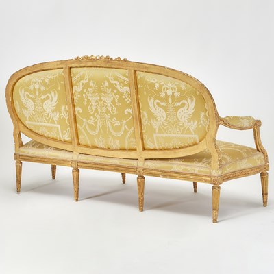 Lot 320 - Louis XVI Carved Giltwood Upholstered Sofa