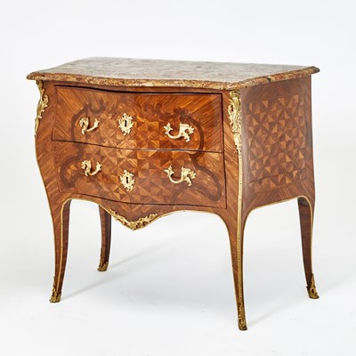 Lot 312 - Fine Louis XV Ormolu-Mounted Kingwood, Tulipwood, Amaranth Marquetry and Parquetry Commode