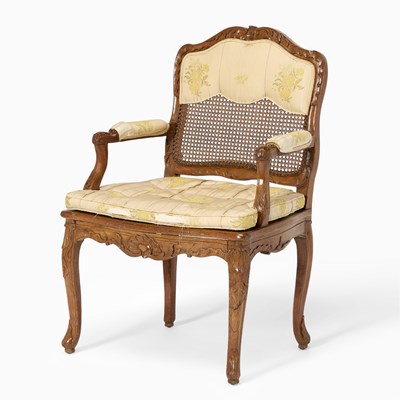 Lot 313 - Louis XV Carved Walnut Caned Seat Fauteuil à la Reine