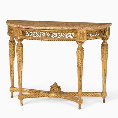 Lot 318 - Louis XVI Demilune Carved Giltwood Console Table