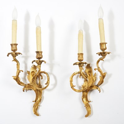 Lot 307 - Pair of Louis XV Two-Branch Ormolu Wall Lights