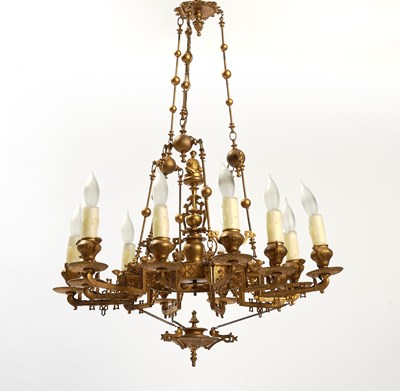 Lot 338 - Napoleon III Gilt Twelve-Light Bronze Chandelier