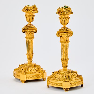 Lot 321 - Pair of Louis XVI Gilt-Bronze Candlesticks