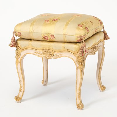 Lot 345 - Louis XV Style Carved and Painted Wood Stool