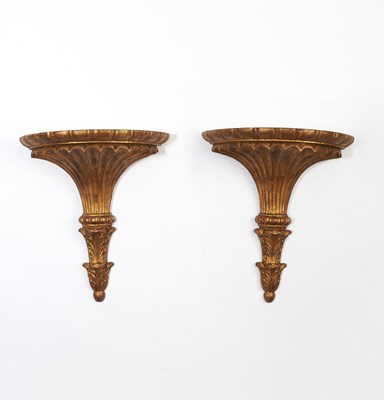 Lot 340 - Pair of Louis XVI Style Carved Giltwood Brackets