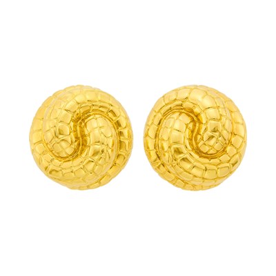 Lot 156 - Pair of Gold Snake Skin Spiral Earclips