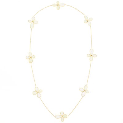 Lot 1029 - Gold and Opal and Diamond Flower Necklace