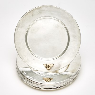 Lot 292 - Set of Twelve Lebolt Sterling Silver Bread Plates