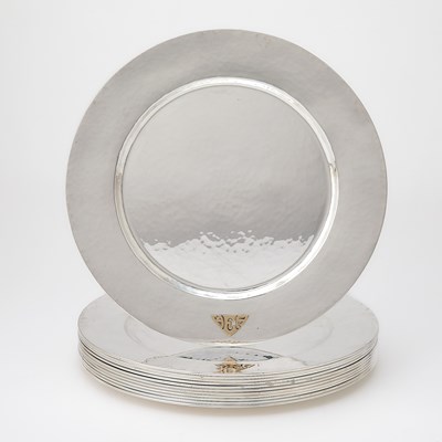 Lot 288 - Set of Twelve Lebolt Sterling Silver Dinner Plates