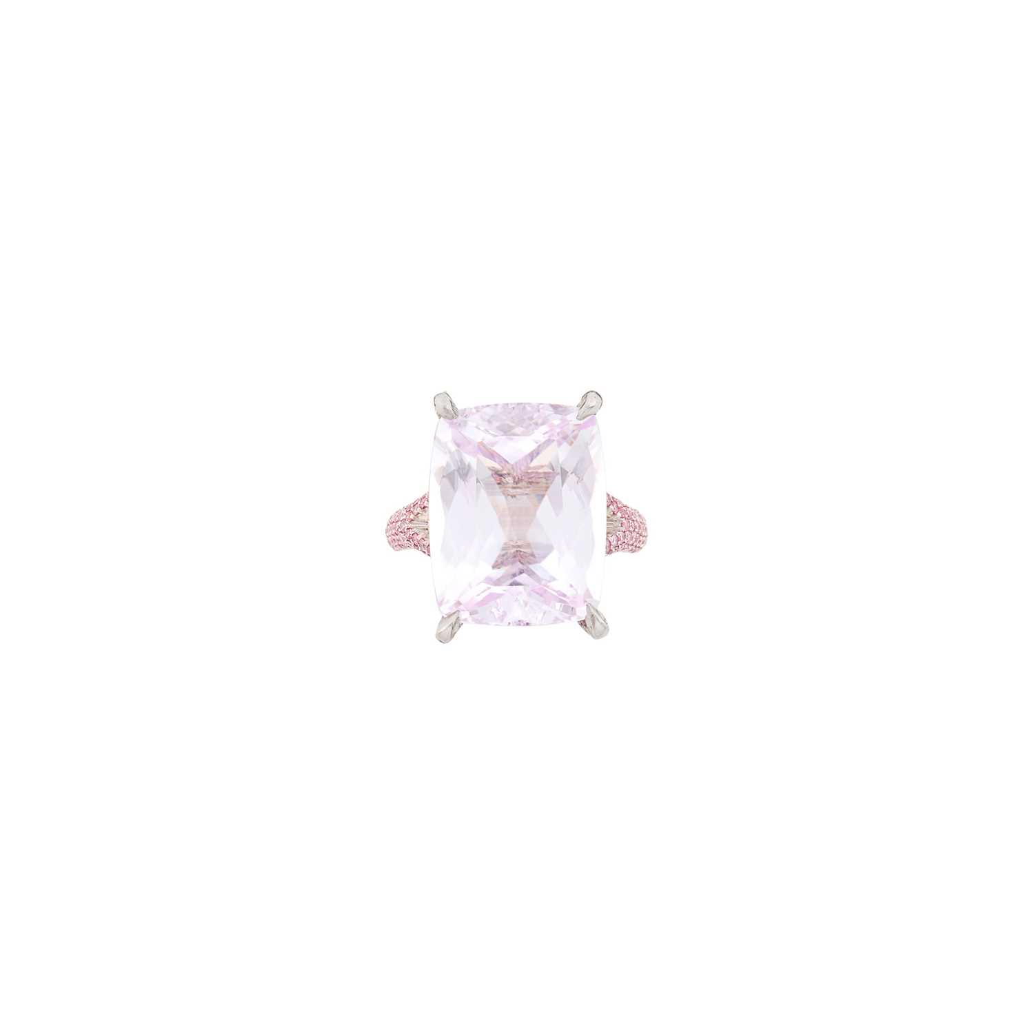 Lot 73 - Platinum, Kunzite and Colored Diamond Ring
