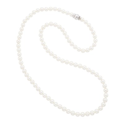 Lot 62 - Mikimoto Long Cultured Pearl Necklace with White Gold Clasp