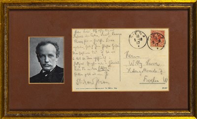 Lot 216 - An autograph postcard and a portrait signed by Richard Strauss