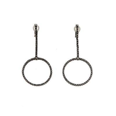 Lot 1246 - Jack Vartanian Pair of Blackened Gold and Black Diamond 'Voyeur' Pendant-Earrings