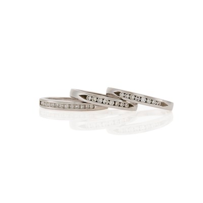 Lot 1103 - Three White Gold and Diamond Band Rings