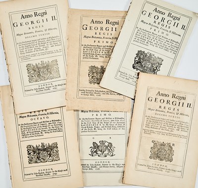 Lot 10 - Approximately twenty British Acts of Parliament 1728-1740