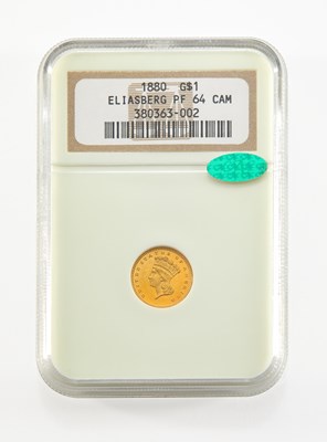 Lot 14 - United States. Proof 1880 Gold Dollar. NGC PF-64 CAM CAC, Eliasberg Collection.