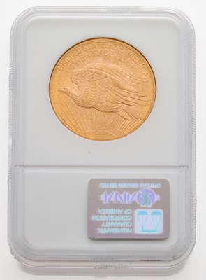 Lot 32 - United States. 1908 No Motto St. Gaudens Double Eagle. NGC MS-68, Wells Fargo Hoard.
