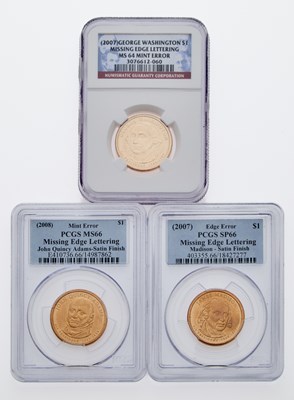 Lot 37 - United States. Group of Presidential Dollars Missing Edge Lettering. PCGS and NGC Certified.