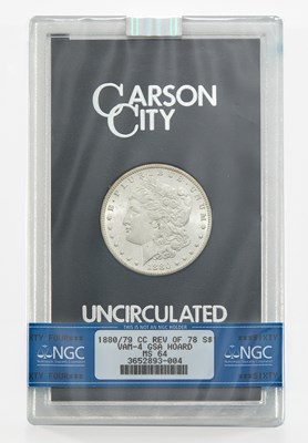 Lot 6 - United States. 1880/79-CC Reverse of 1878 Morgan Dollar, GSA Hoard. NGC MS-64.