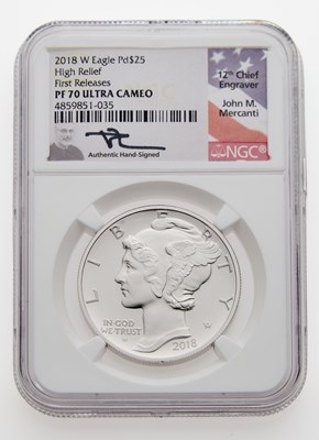 Lot 43 - United States. 2018 High Relief $25 Proof 1-oz. Palladium Eagle. NGC PF-70UCAM.