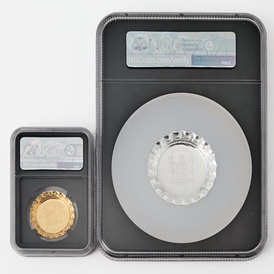 Lot 63 - Fiji. 2018 Gold $25 and Silver Two Dollar Coca Cola Commemorative Coins. NGC Certified PF-70 UCAM.