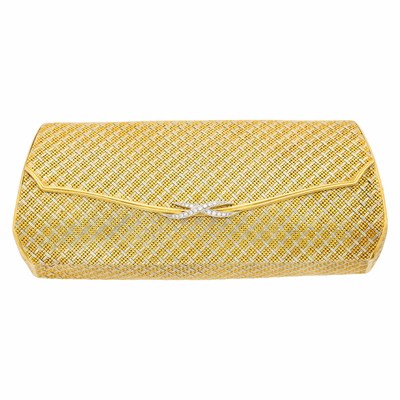 Lot 134 - Two-Color Gold and Diamond Basketweave Evening Clutch