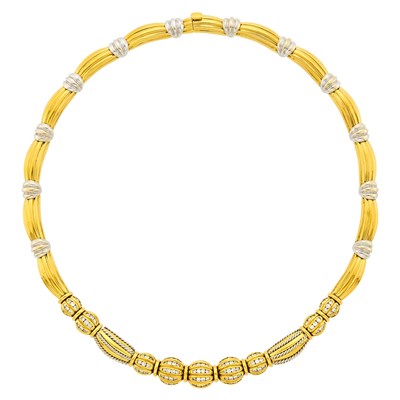 Lot 89 - Two-Color Gold and Diamond Necklace