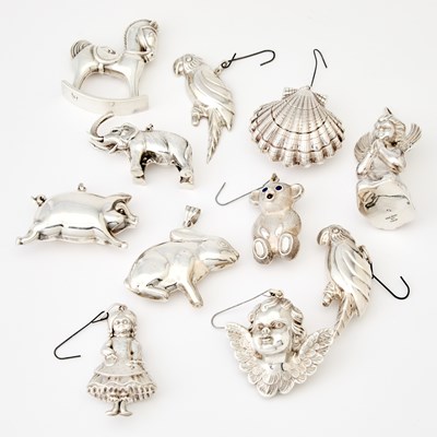 Lot 741 - Eleven Silver Christmas Ornaments