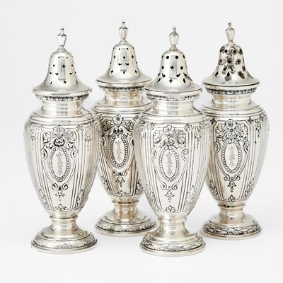 Lot 594 - Set of Four Gorham Sterling Silver "Maintenon" Pattern Salt and Pepper Shakers