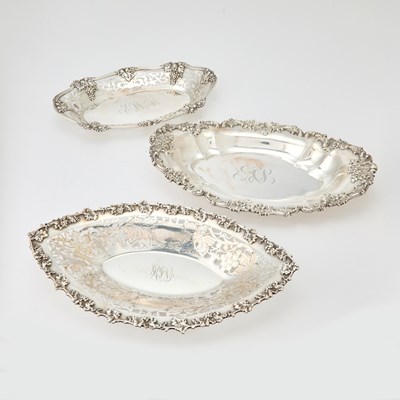 Lot 622 - Three American Sterling Silver Bread Trays