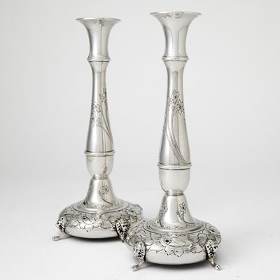 Lot 631 - Pair of American Sterling Silver Candlesticks